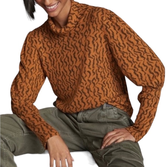 Anthropologie Sweaters - Anthropologie Puff Sleeve Mock Neck Sweater